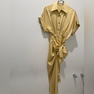 Butter Yellow Buttoned Shirt Dress S